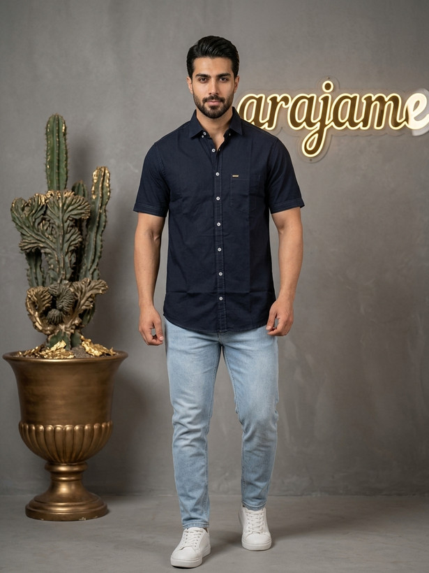پیراهن کتان مردانه آستین کوتاه آرا جامه